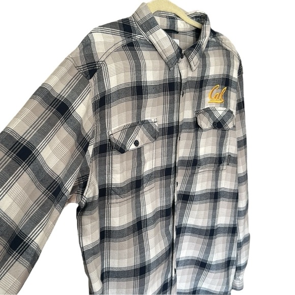 COLUMBIA CAL Bears Collegiate Plaid Flannel Shirt Long Sleeve Cotton Casual XL - Picture 4 of 14